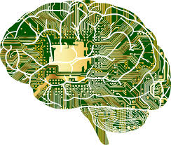 illustration of a brain that has wiring like the inside of a computer