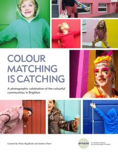 images of people wearing clothes or make up matching the colours of their surroundings, and the words colour matching is catching
