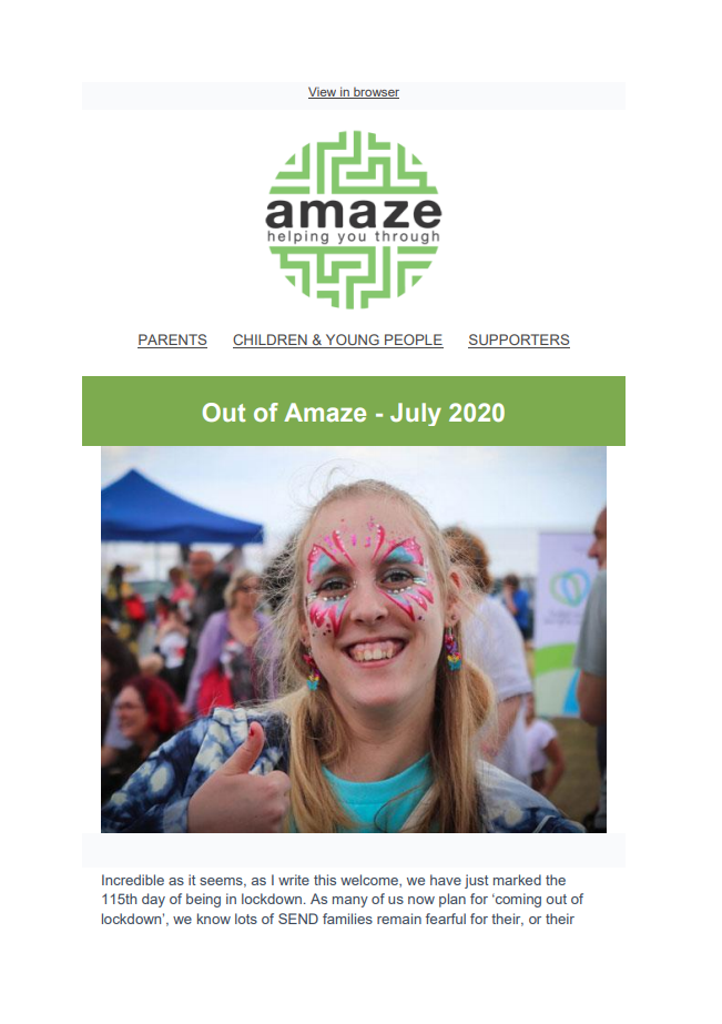 Out of Amaze e-newsletter EAST SUSSEX – July 2020