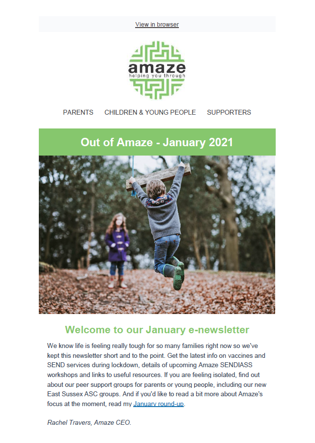 Out of Amaze e-newsletter EAST SUSSEX Jan 2021
