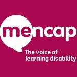 logo reading "mencap: the voice of learning disability". The design is bright pink and has a white speech bubble.