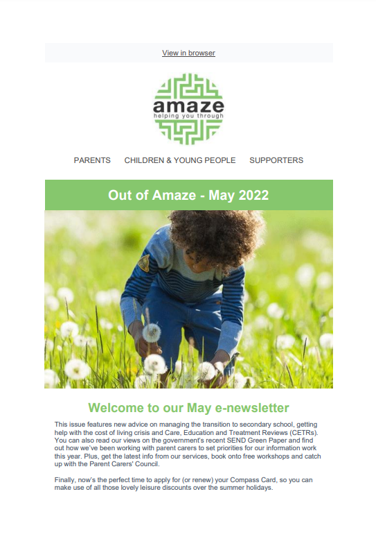 Out of Amaze e-newsletter BRIGHTON & HOVE May 2022