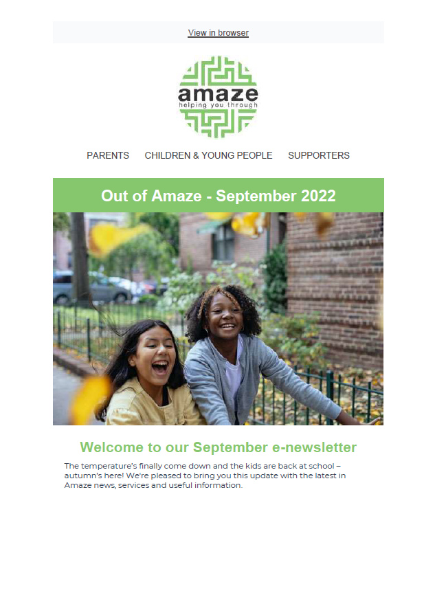 Out of Amaze e-newsletter BRIGHTON & HOVE Sep 2022
