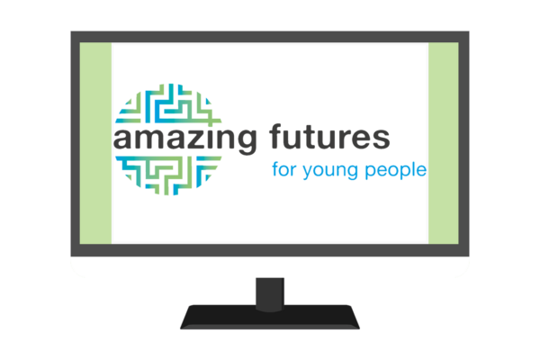 Computer screen with Amazing Futures logo