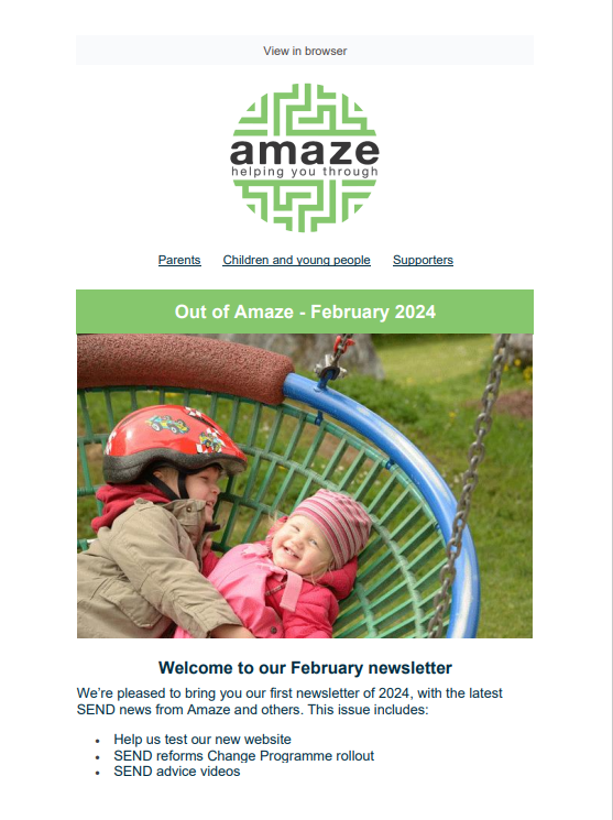 Out of Amaze e-newsletter Brighton & Hove – February 2024