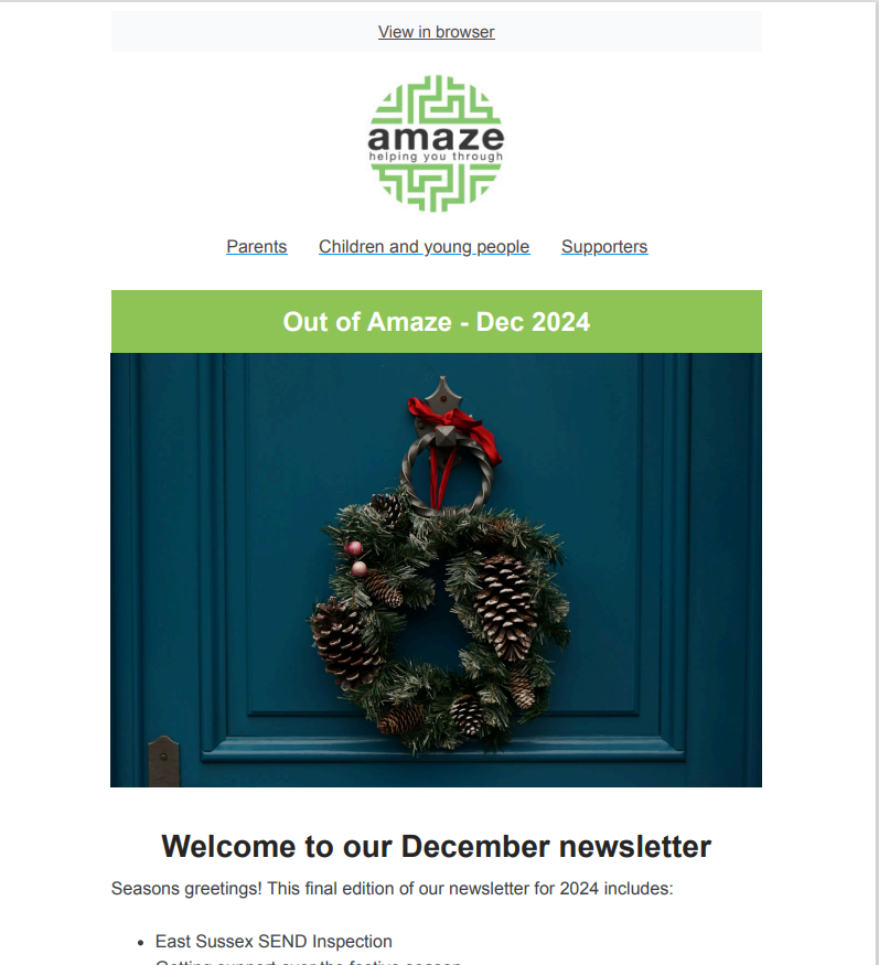 Out of Amaze newsletter EAST SUSSEX – Dec 2024